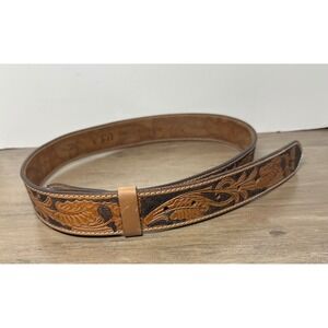 F&L Classic Western Leather Belt Full‎ Grain USA Tooled Floral Size 38